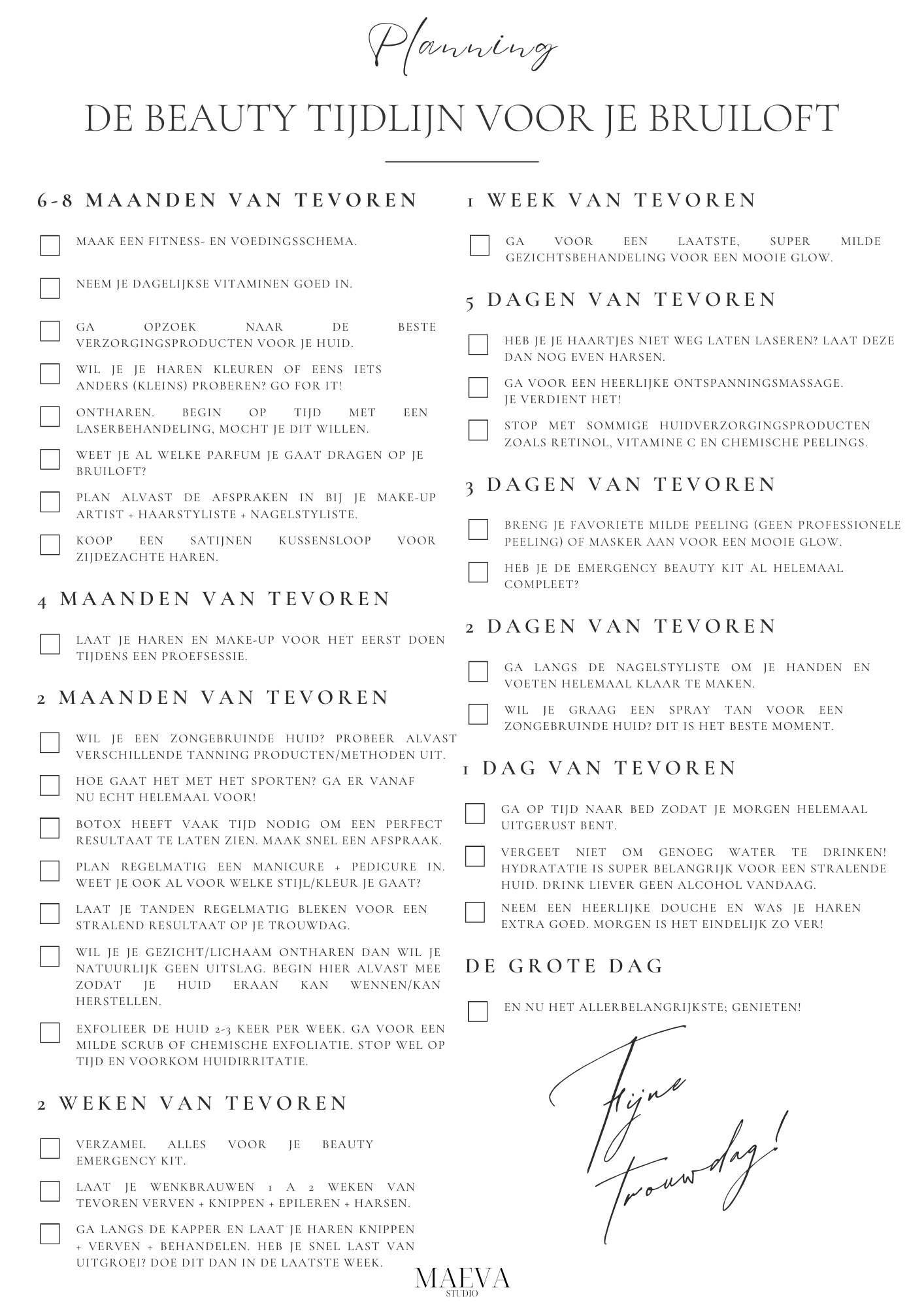 De ultieme beauty tijdlijn voor je bruiloft