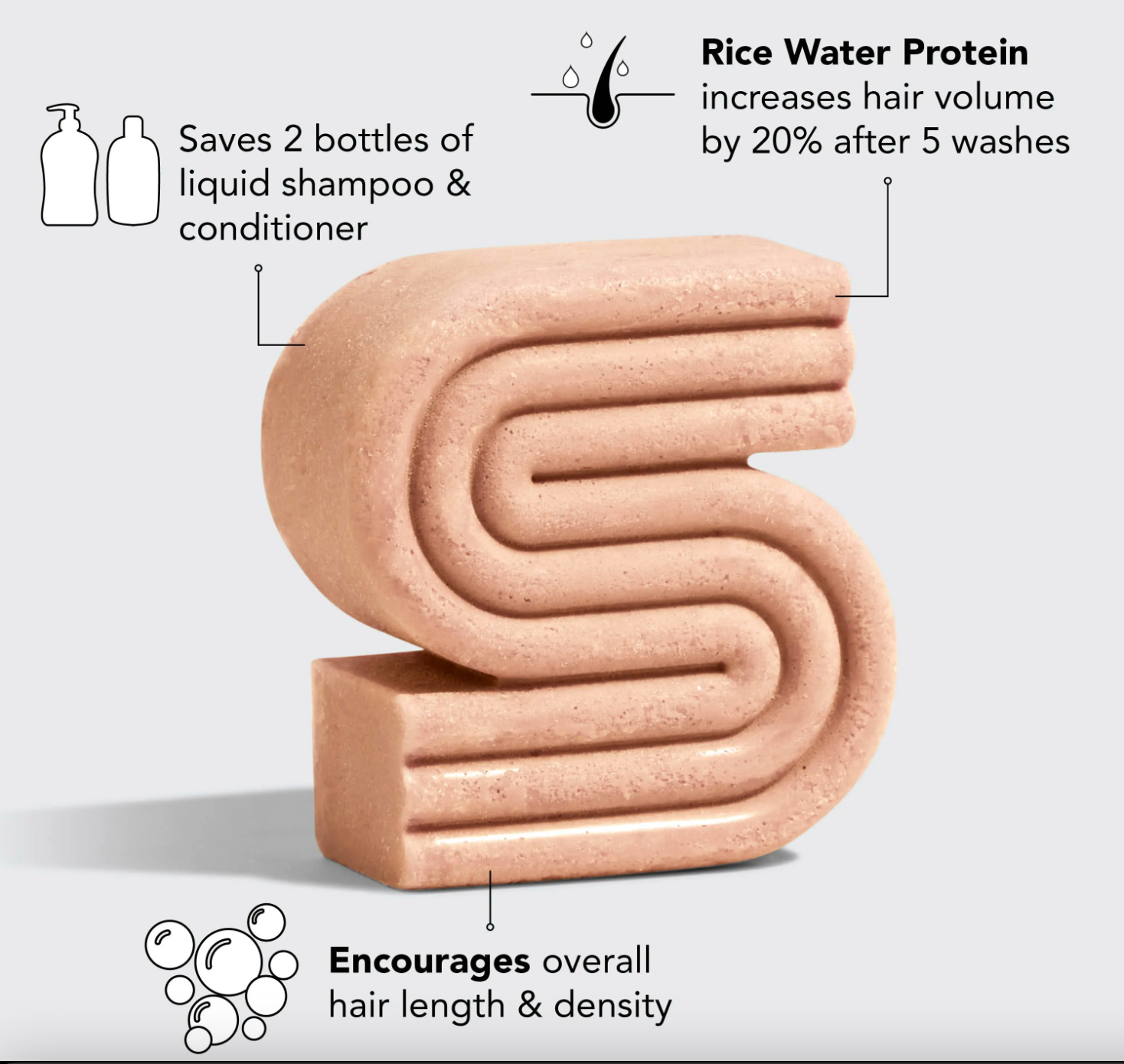 Rice Water Protein Shampoo Bar voor haargroei - Maeva Studio